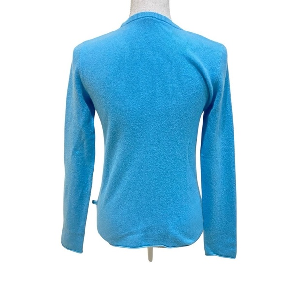 ATM 100% cashmere turquoise crew neck long sleeve sweater fits like small sz xs - Picture 7 of 11
